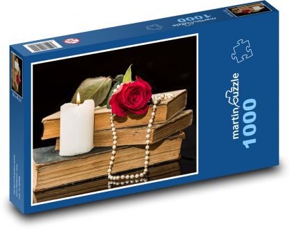 Romantisches Stillleben mit Rosen und Perlen - Puzzle - 1000 Teile
