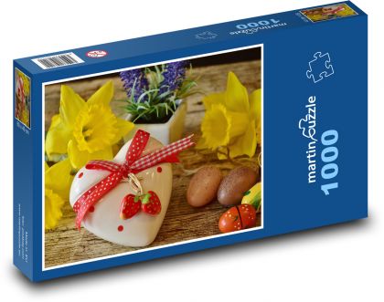 Srdce - žlté narcisky - Puzzle 1000 dielikov, rozmer 60x46 cm