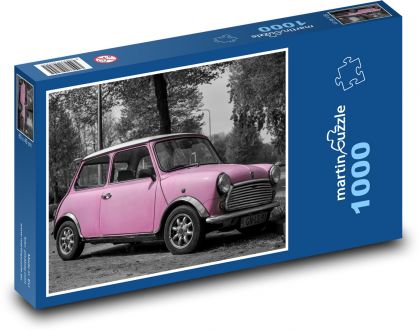 Malé ružové autíčko - Puzzle 1000 dielikov, rozmer 60x46 cm