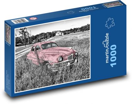Staré auto na louce - puzzle 1000 dílků