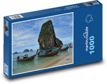 Thajská pláž s tradičními loděmi Puzzle 1000 - 60x46 cm