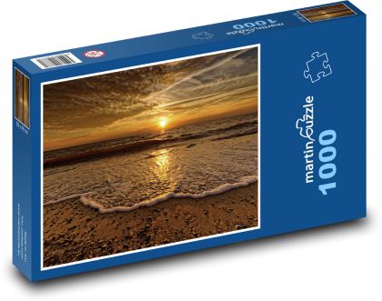 Pláž, západ slunce - Puzzle 1000 dílků, rozměr 60x46 cm
