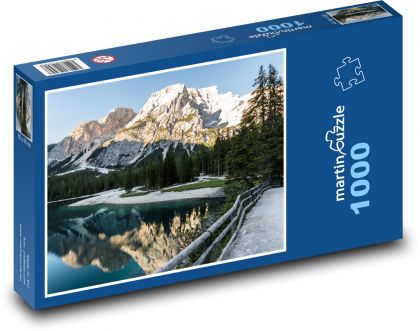 Zasněžené Dolomity - jezero Bergsee - puzzle 1000 dílků