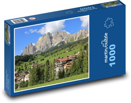 Alpská dedina pod skalnými štítmi - Puzzle 1000 dielikov, rozmer 60x46 cm