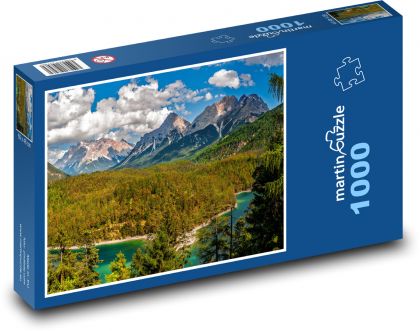 Rakousko - hory, jezero - Puzzle 1000 dílků, rozměr 60x46 cm