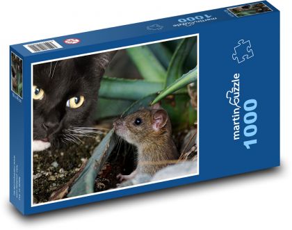 Kočka a myš - Puzzle 1000 dílků, rozměr 60x46 cm