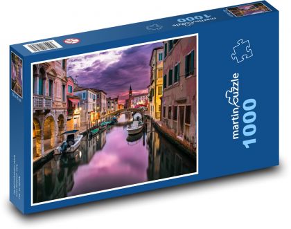 Benátky v noci v Taliansku - Puzzle 1000 dielikov, rozmer 60x46 cm