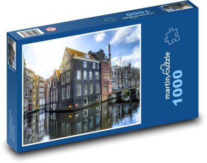 Amsterdam, architektúra, voda - Puzzle 1000 dielikov, rozmer 60x46 cm