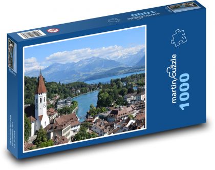 Švýcarsko - Thun, Alpy - Puzzle 1000 dílků, rozměr 60x46 cm