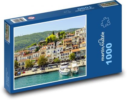 Řecko - Skiathos, přístav - Puzzle 1000 dílků, rozměr 60x46 cm