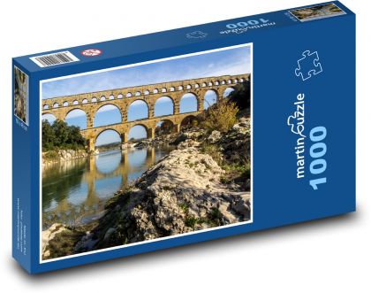 Francie - most, Pont Du Gard - Puzzle 1000 dílků, rozměr 60x46 cm