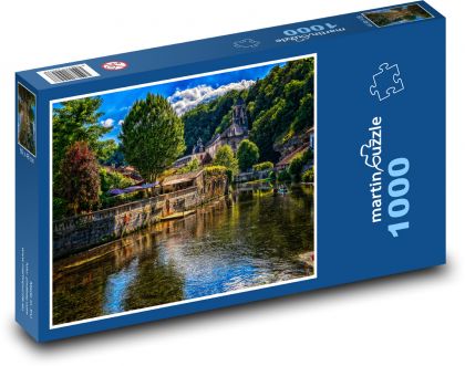 Francie - Brantome, řeka - Puzzle 1000 dílků, rozměr 60x46 cm