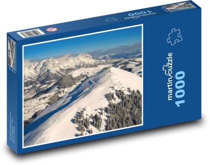 Rakousko - Alpy, sjezdovky - Puzzle 1000 dílků, rozměr 60x46 cm