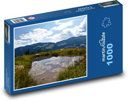 Rakúsko - Alpy, jazero - Puzzle 1000 dielikov, rozmer 60x46 cm