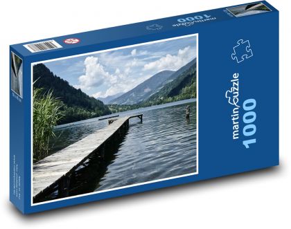 Rakousko - Alpy, jezero - Puzzle 1000 dílků, rozměr 60x46 cm