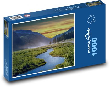 Příroda - řeka, hory - Puzzle 1000 dílků, rozměr 60x46 cm