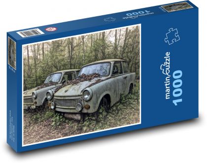 Retro cars in the woods - Puzzle 1000 pieces, size 60x46 cm 