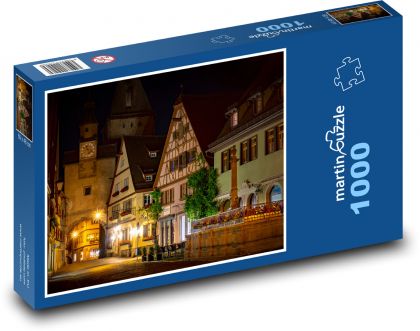 Nachtgeschichtliches Städtchen mit Fachwerkhäusern - Puzzle - 1000 Teile