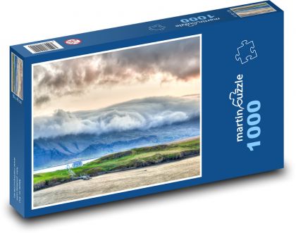 Wyspa - góry, mgła - Puzzle 1000 elementów, rozmiar 60x46 cm