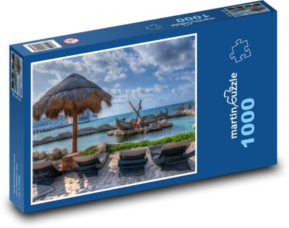 Písečná pláž v Costa Maya, Mexico - puzzle 1000 dílků