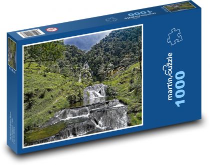 Kolumbie - vodopád - Puzzle 1000 dílků, rozměr 60x46 cm