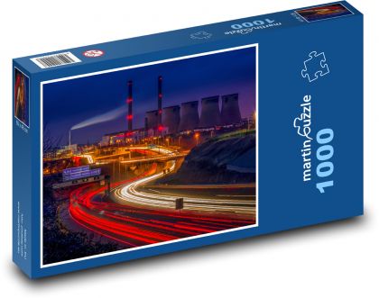 Elektráreň v noci - Puzzle 1000 dielikov, rozmer 60x46 cm