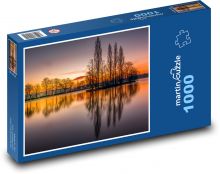 Zachód słońca nad jeziorem Puzzle 1000 elementów - 60x46 cm