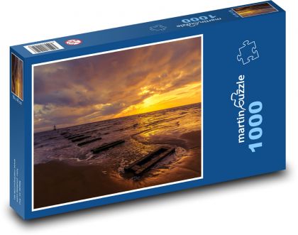 Crosby Beach - Dřevěné Molo - Puzzle 1000 dílků, rozměr 60x46 cm