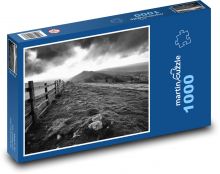Příroda, hora, dřevěný plot Puzzle 1000 dílků - 60 x 46 cm