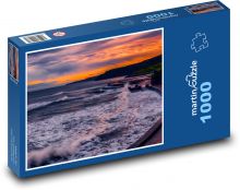 Vlny na moři při západu slunce Puzzle 1000 dílků - 60 x 46 cm