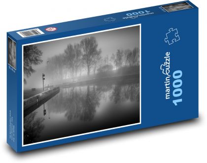 Plavebný kanál, hmla - Puzzle 1000 dielikov, rozmer 60x46 cm