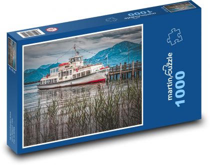Jezero, loď - Puzzle 1000 dílků, rozměr 60x46 cm