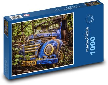 Porzucona stara ciężarówka w lesie - Puzzle 1000 elementów, rozmiar 60x46 cm