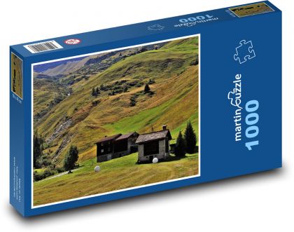 Horské chaty - Puzzle 1000 dielikov, rozmer 60x46 cm