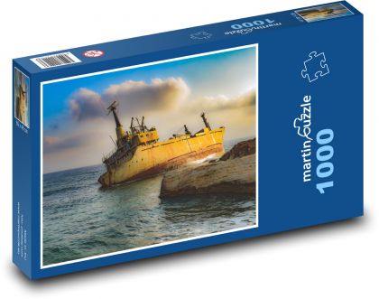Zátoka - vrak lodě - Puzzle 1000 dílků, rozměr 60x46 cm