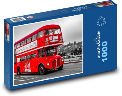 Anglie - autobus - Puzzle 1000 dílků, rozměr 60x46 cm