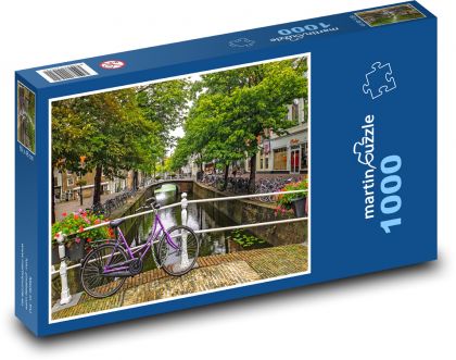 Holandsko, kanál, kolo - Puzzle 1000 dílků, rozměr 60x46 cm