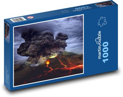 Sopka, výbuch, láva - Puzzle 1000 dílků, rozměr 60x46 cm