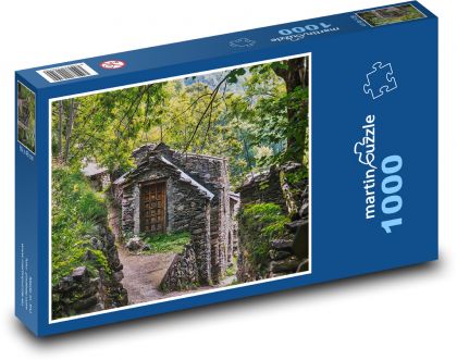 Kamenný dom v lese - Puzzle 1000 dielikov, rozmer 60x46 cm