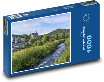 Městečko u řeky - Puzzle 1000 dílků, rozměr 60x46 cm