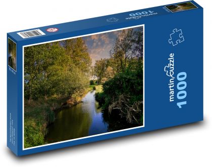 Potok zarośnięty w lesie - Puzzle 1000 elementów, rozmiar 60x46 cm