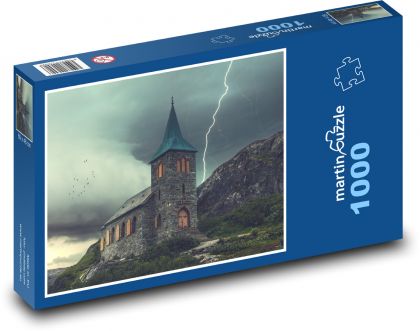 Church, lightning - Puzzle 1000 pieces, size 60x46 cm 