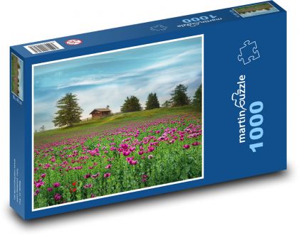 Květiny, krajina - Puzzle 1000 dílků, rozměr 60x46 cm