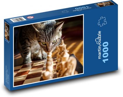 Cat and chess - Puzzle 1000 pieces, size 60x46 cm 