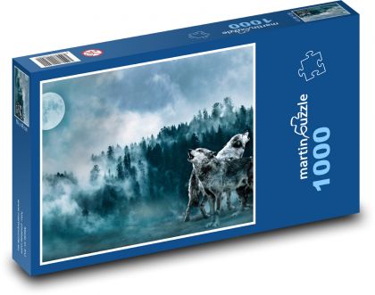 Vlci na měsíc - Puzzle 1000 dílků, rozměr 60x46 cm