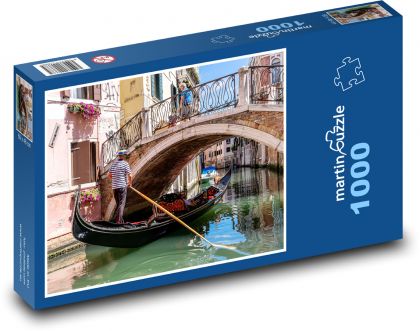 Itálie - Benátky, gondola - Puzzle 1000 dílků, rozměr 60x46 cm