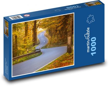 Winding road in autumn forest - Puzzle 1000 pieces, size 60x46 cm 