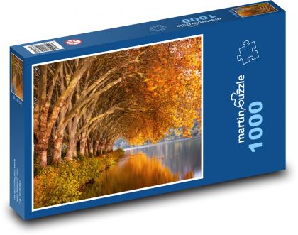Podzim, stromy, řeka - Puzzle 1000 dílků, rozměr 60x46 cm