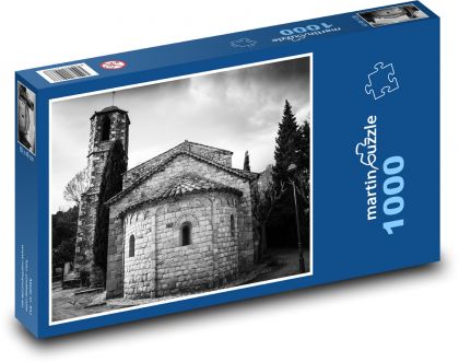 Románský kostel - Puzzle 1000 dílků, rozměr 60x46 cm