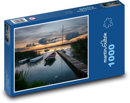 Jezero, lodě - Puzzle 1000 dílků, rozměr 60x46 cm